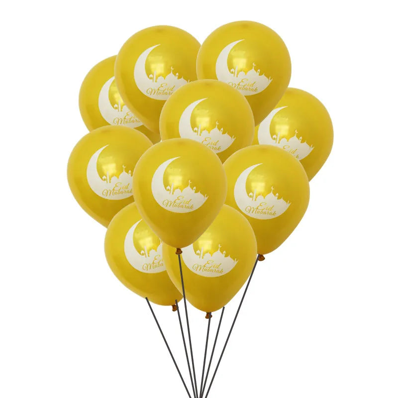 10Pcs Eid Umrah Mubarak Latex Balloon Ramadan Kareem Festival Muslim Islamic Ramadan Party Eid Al-Firt Home Decoration Supplies