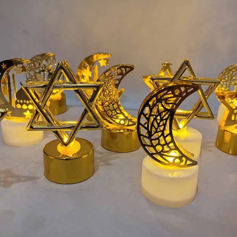 Ramadan Candlestick Islamic Prayer Candle Stick Mubarak Eid Mubarak Lamp Eid Al-Fitr Muslim Party Table Decor Lantern Light