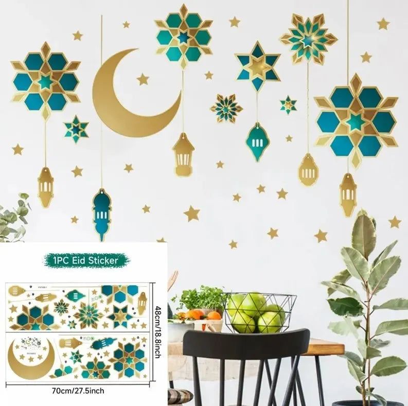 Eid Mubarak Window Stickers Kareem Ramadan Decoration 2025 For Home Islamic Muslim Party Decor Mubarak Ramadan Wall Sticker Gift