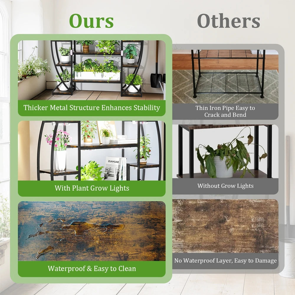 Half-Moon Shape Plant Stand Industrial Bookshelf Storage Shelf Multilayer Garden Flower Rack