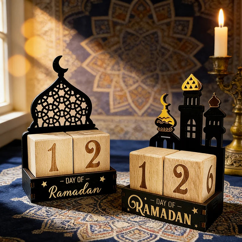 Ramadan Calendar Eid Mubarak Countdown Calendar Islamic Muslim Desk Accessories Al-Fitr Calendar DIY Party Supplies