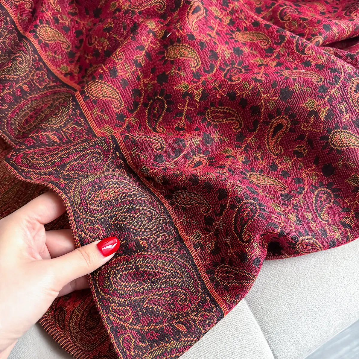 Large Size Pashmina Shawl Tassel Paisley Small flowers Element Scraf Casual Outdoor Wear Muslim Headscarf Elegant Wrap for Women