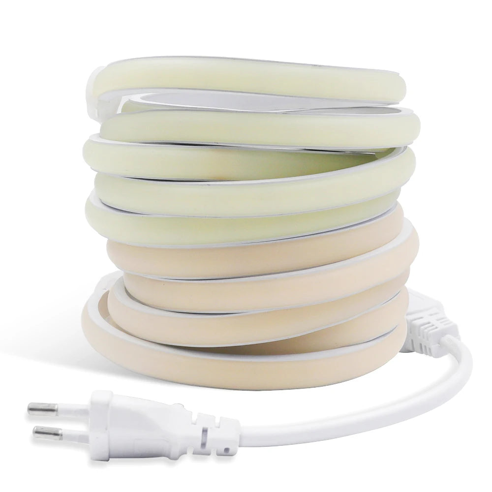 COB LED Strip Neon Light 220V EU UK Plug 288LEDs/M RA90 Flexible Tape Waterproof Led Ribbon for Kitchen Outdoor Garden Lighting