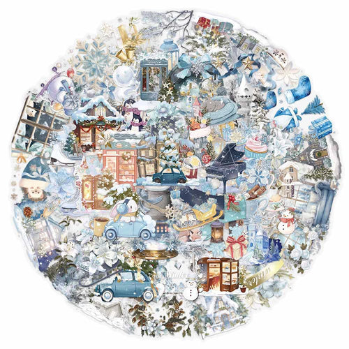 10/30/50pcs Cute Cartoon Winter Theme Stickers Transparent Vintage Aesthetic Graffiti Decals Luggage Notebook Phone Sticker Toy