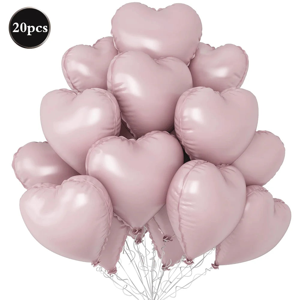 20Pcs Heart Balloons 18inch Cream Pink Love Heart Shaped Balloon Girls Birthday Party Bridal Wedding Valentine's Day Decorations