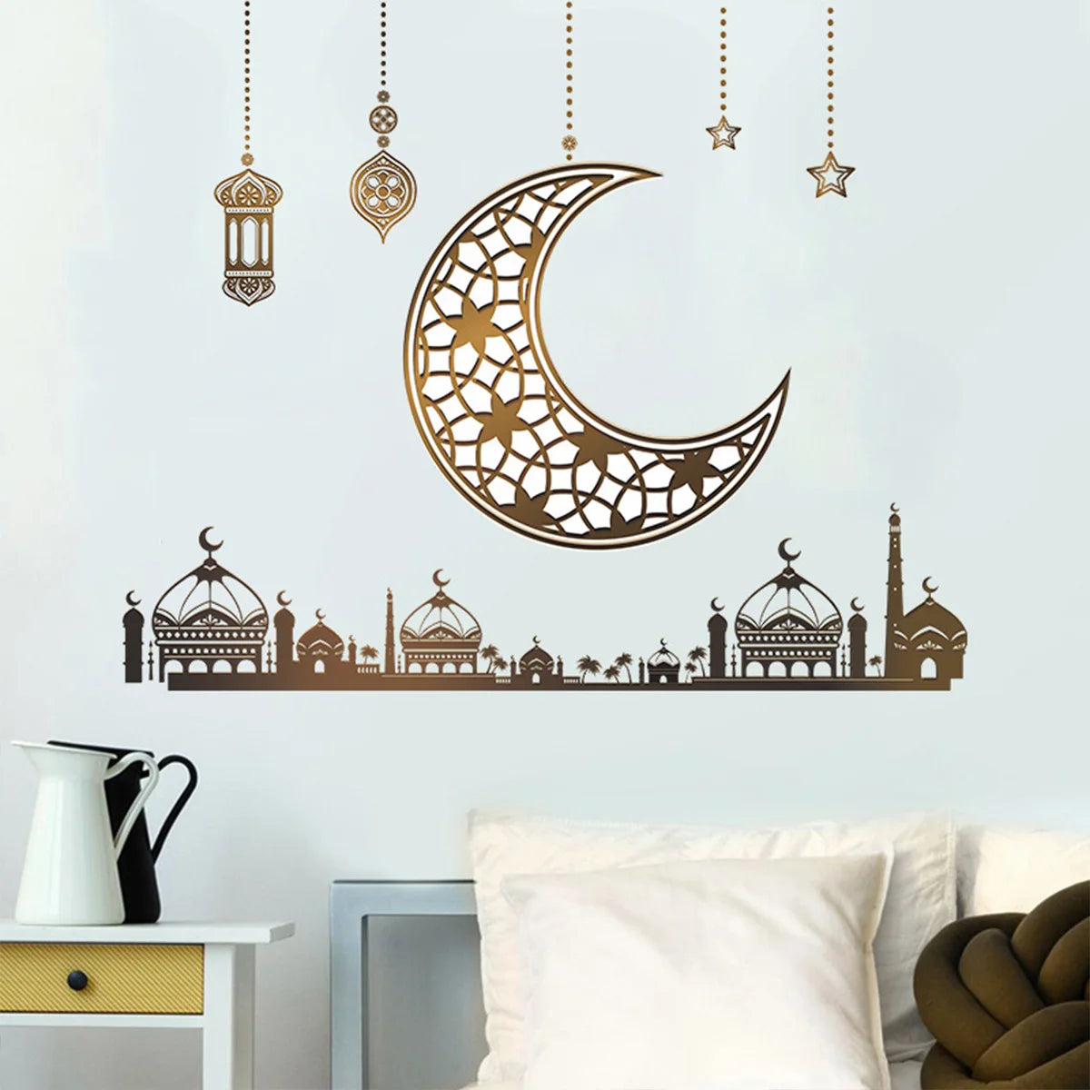 Eid Mubarak Wall Stickers Kareem Ramadan Decoration for Home Islamic Muslim Festival Eid Al-Fitr Party Supplies Window Sticker