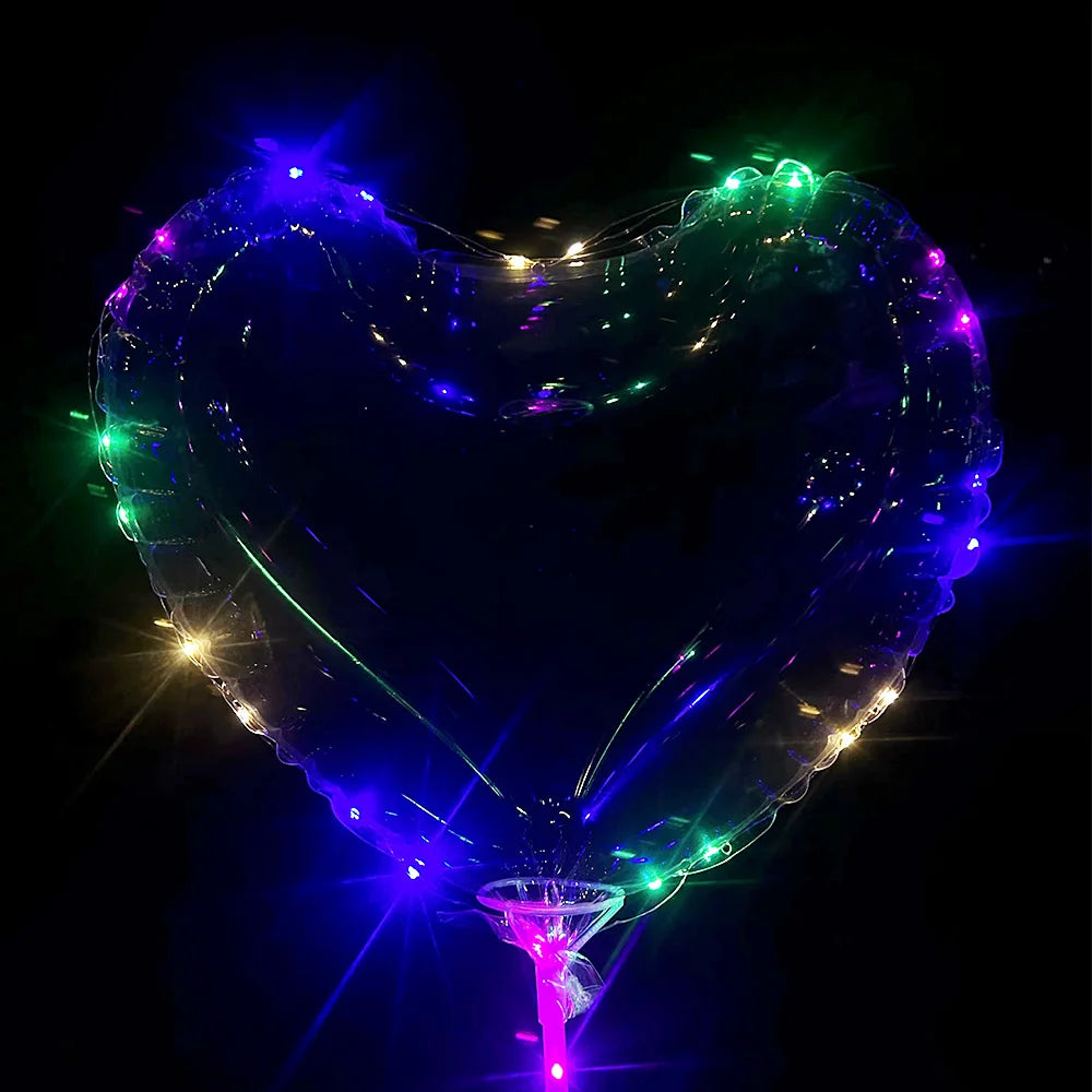 LED Light Up BoBo Balloons Flashing LED String Lights Heart Star Transparent Bubble Balloons for Christmas Birthday Party Decor
