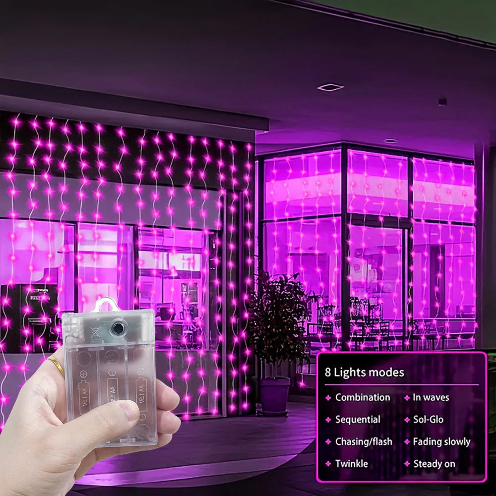 Ramadan Home Decoration LED Fairy Battery Power Outdoor 2026 Valentine's Day Eid Mubarak Bedroom Decoration Curtain Light String