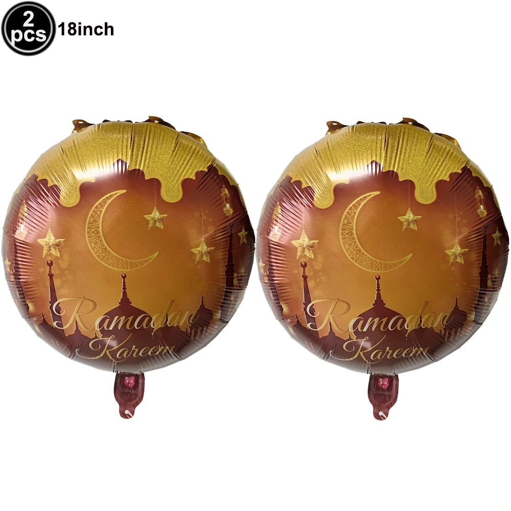 Happy Eid Ramadan Mubarak Foil Balloon DIY Decoration Islamic Ramadan Stars and Moon Helium Balloon Celebration Party Decoration