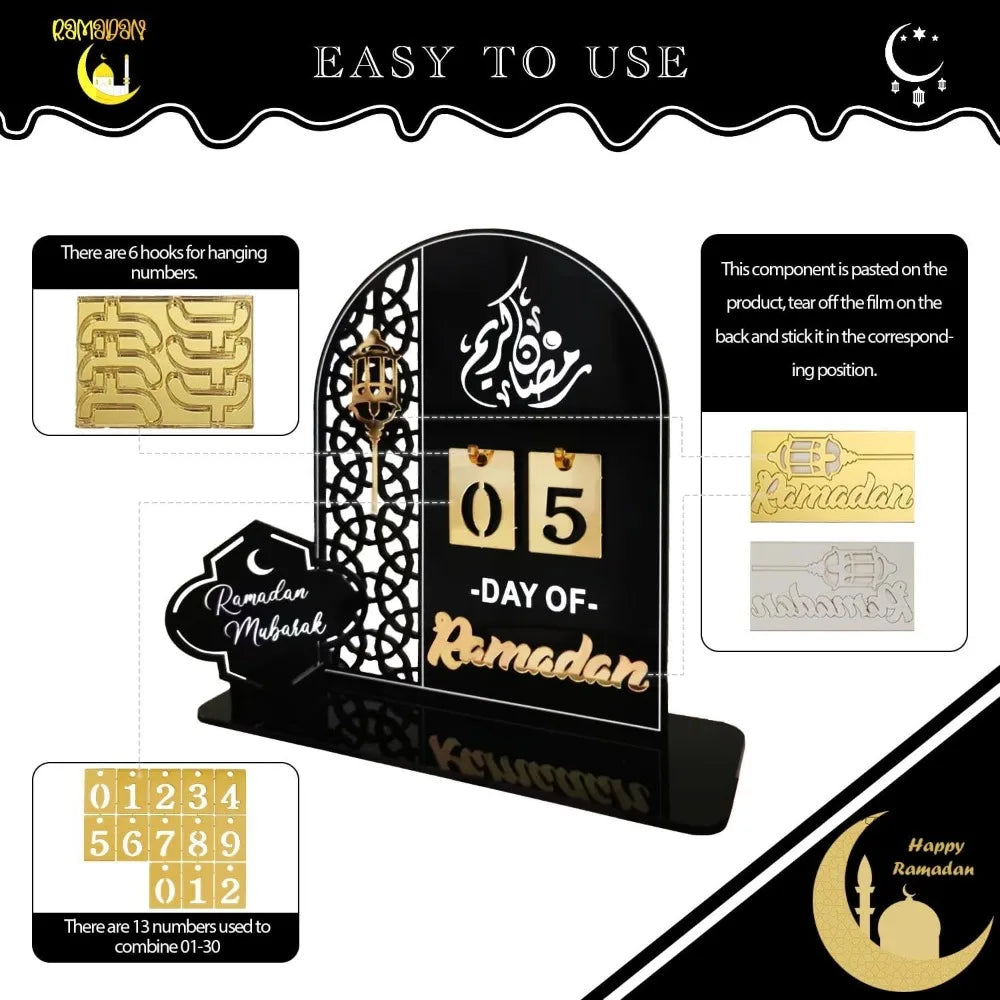 Ramadan Advent Calendar 30 Days Eid Mubarak DIY Countdown Calendars Eid Decorations for Ramadan Parties Islam Muslim Decor