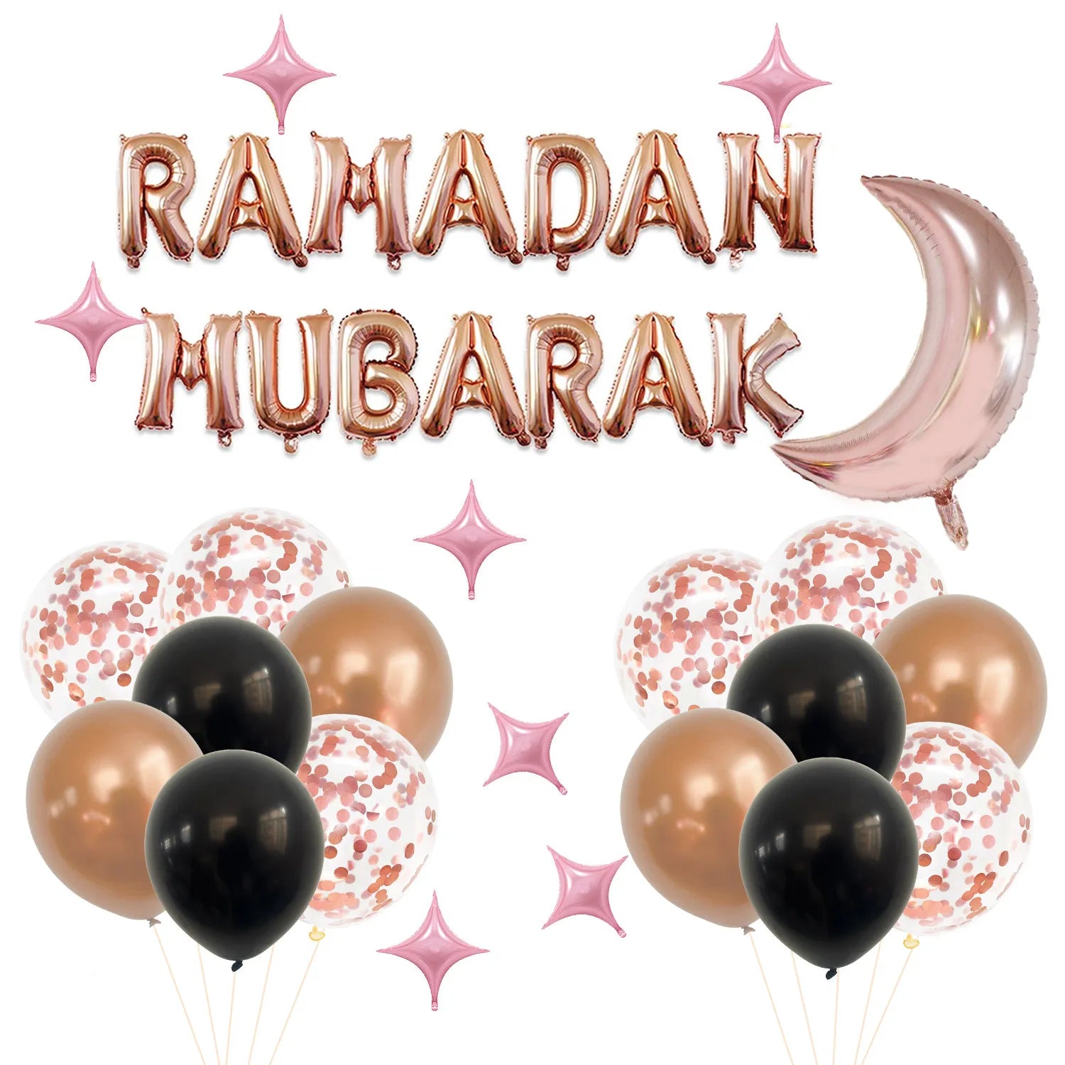 1set Ramadan Decorations 2026 Moon Star Balloon Muslim Festival Home Diy Decor Eid Mubarak Ramadan Kareem Hajj Party Supplies