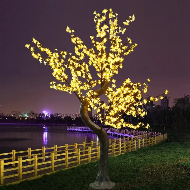 Natural Tree Trunk LED Artificial Cherry Blossom Tree Light – Outdoor & Indoor Decorative Lighting