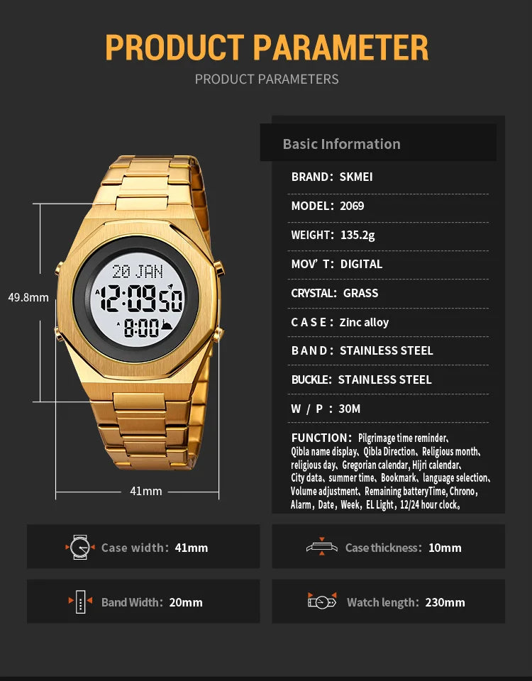 Muslim Qibla Direction Instruct Watch Men Women Prayer Multifunctional Worship Watches Luxury Male Original Wristwatch