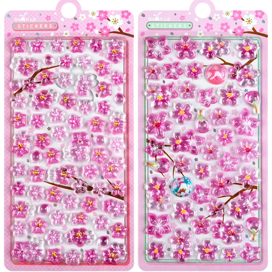 Cherry Blossom Petal Sakura Drop 3D Relief Stickers Scrapbooking DIY Journaling Stationery Diary Decor School Cute Stickers