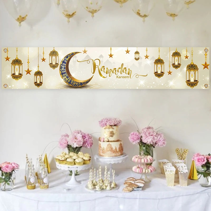 Eid Mubarak Outdoor Banner Flag Ramadan Decoration For Home Islamic Muslim Party Decor EID Gifts Abaya AL Adha Ramadan Kareem