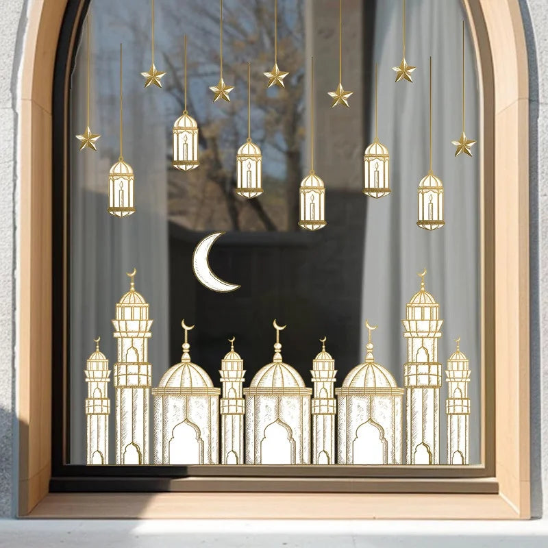 Eid Window Stickers Ramadan Decoration Eid Mubarak Decor for Home 2026 Ramadan Kareem Islam Muslim Party Supplies Eid Al-fitr