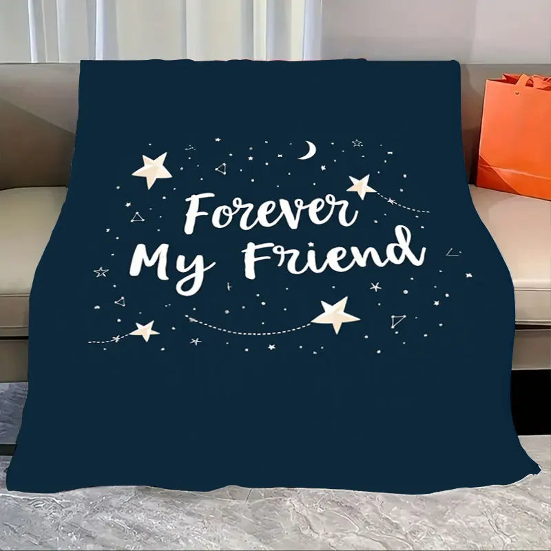 1pc Flannel Blanket "Dream in Stillness" Floral Moon Star Print Soft Cozy Blanket for Home Decor