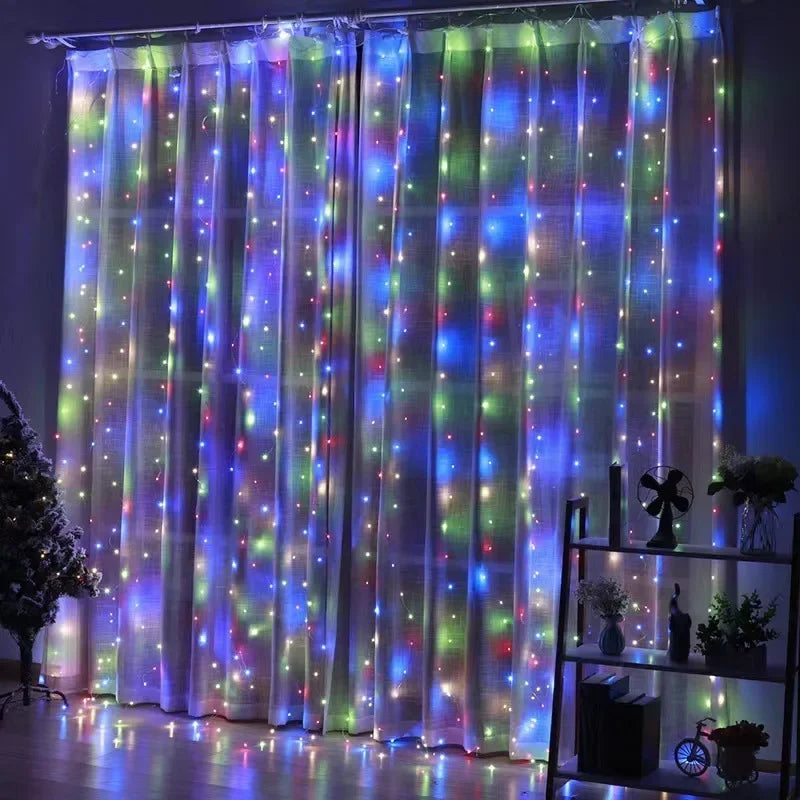 3M 6M Christmas Lights Curtains for Windows Led Fairy New Year Light Room String Battery Powered Garland Waterfalls Decorations