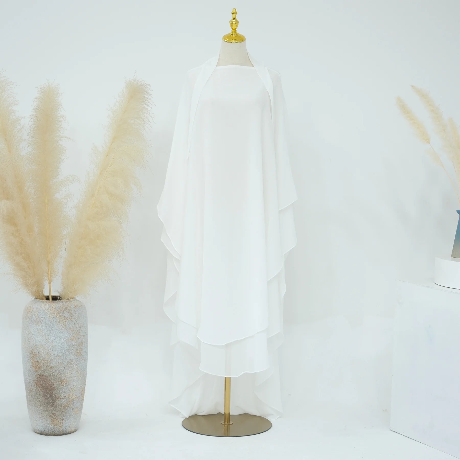 Extra Long Khimar Chiffon 2Layers Muslim Women Hijab Prayer Eid Hijabs Headscarf Shawl Veil Long Djellaba Niqab Ramadan scarf