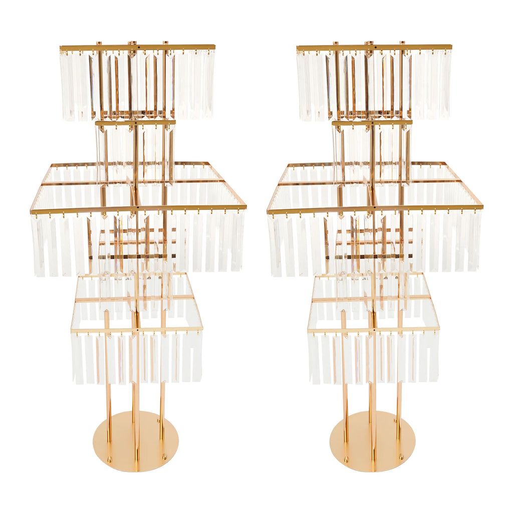 2pcs 5-Tier Flower Stand for Wedding Birthday Party Events Flower Vase Stand for Centerpieces Wedding Flower Stand Gold/silver