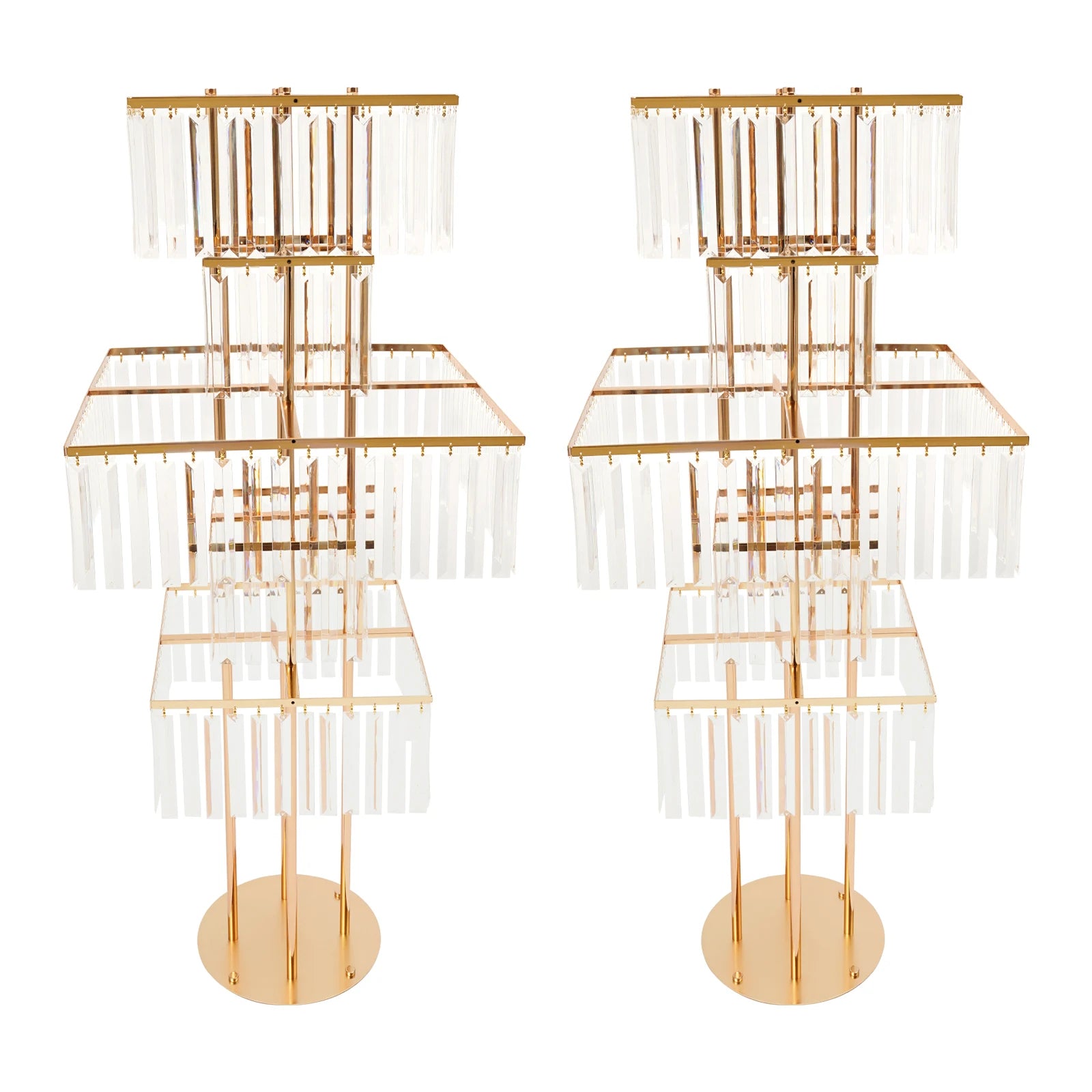 2pcs 5-Tier Flower Stand for Wedding Birthday Party Events Flower Vase Stand for Centerpieces Wedding Flower Stand Gold/silver
