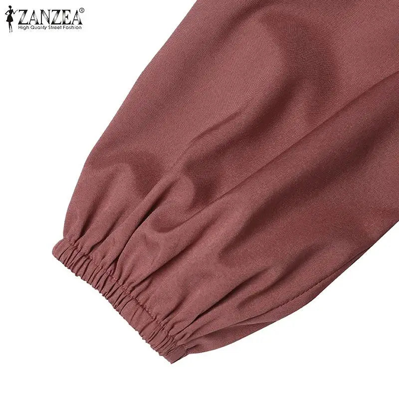 2025 ZANZEA Islamic Hijab Women Abaya Robe – Elegant O-Neck A-Line Dress