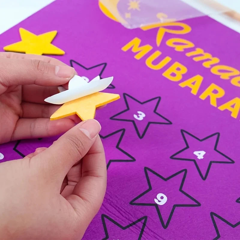 Ramadan Mubarak Countdown Calendar Felt Hanging Wall Decor Islamic Eid Home Decoration Ramadan Kareem Party Supplies