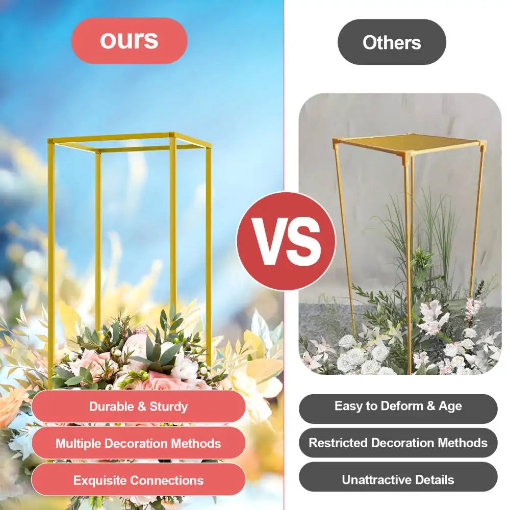 10PCs Metal Flower Stand 23.6Inch 23" Gold Flower Stand  for Floral Arrangement, Geometric Flower Vase Stand for Party, Events