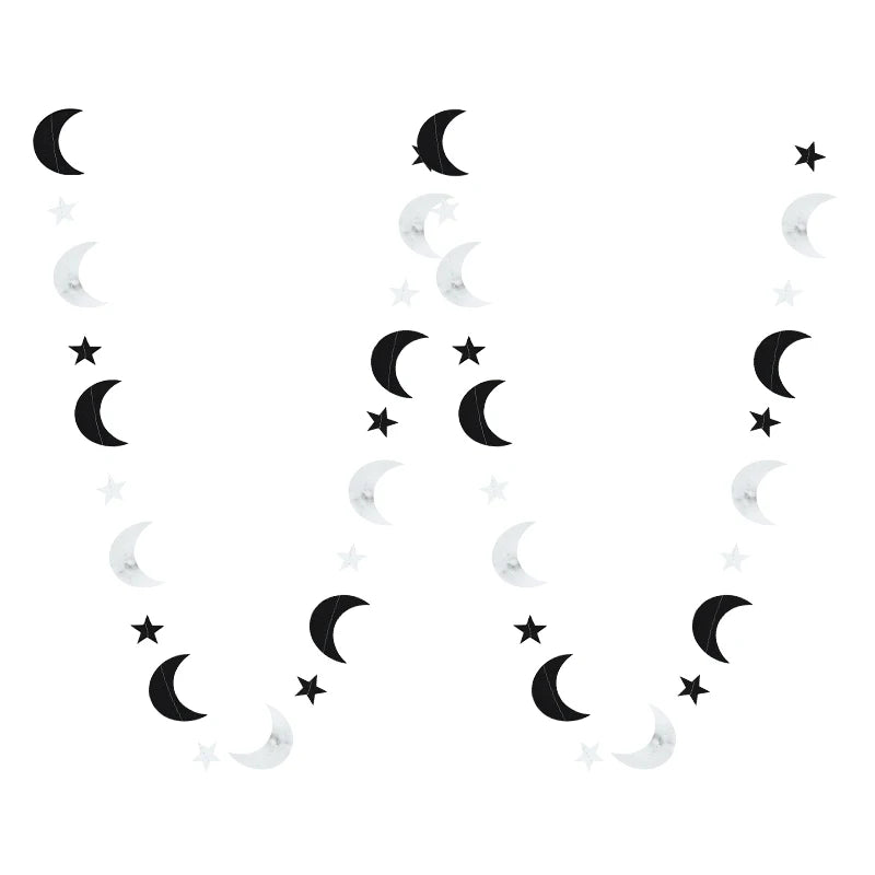 1pc Eid Mubarak Paper Garland Moon & Star Hanging Decor, Festival Wall Decoration for Ramadan Celebration, Home Decor