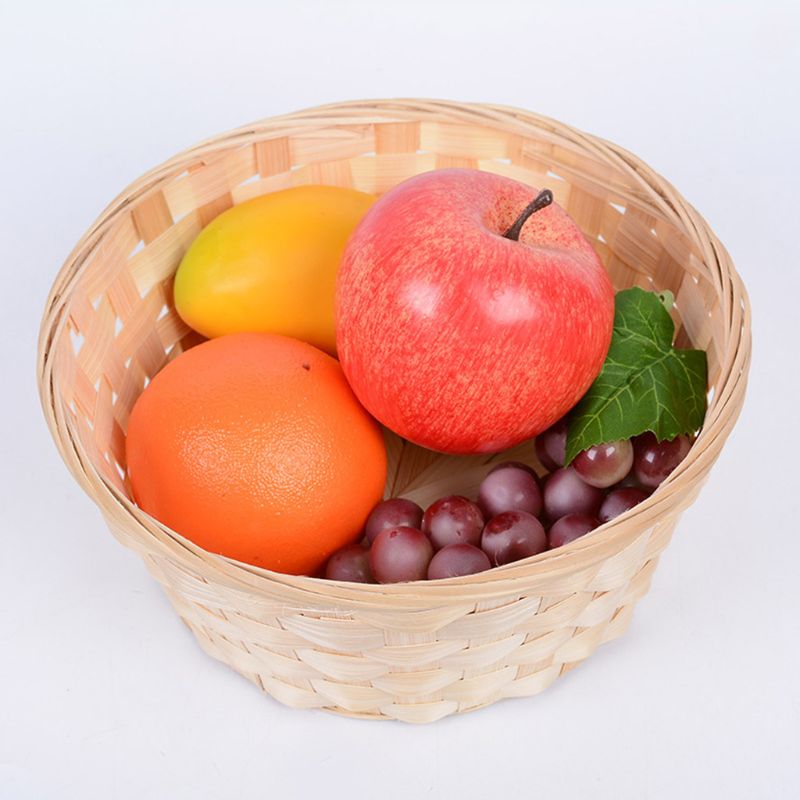 Practical Round Wicker Basket Hampers Woven Bamboo Fruit Bread Basket Storage Hamper Blanket Hamper Baskets