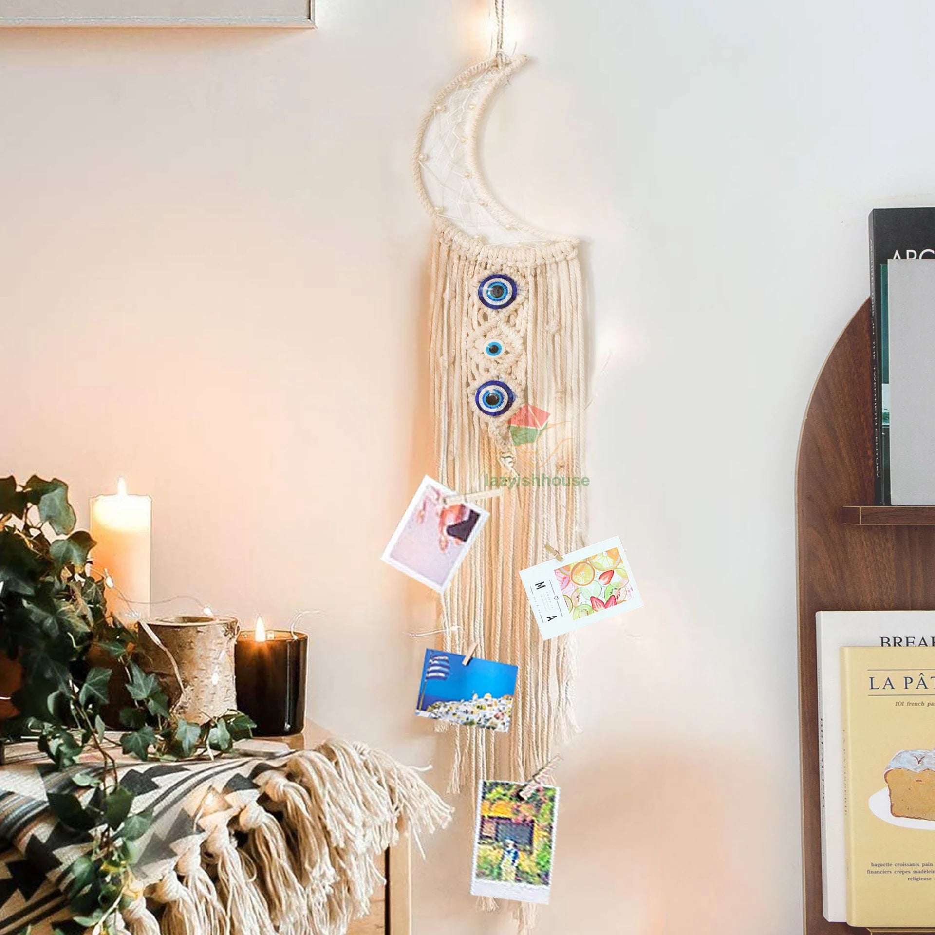 Macrame Dream Catcher with light Nordic Wall Tapestry Ramadan Decoration Home Eid Room Decoration Bohemian Children's Nursery