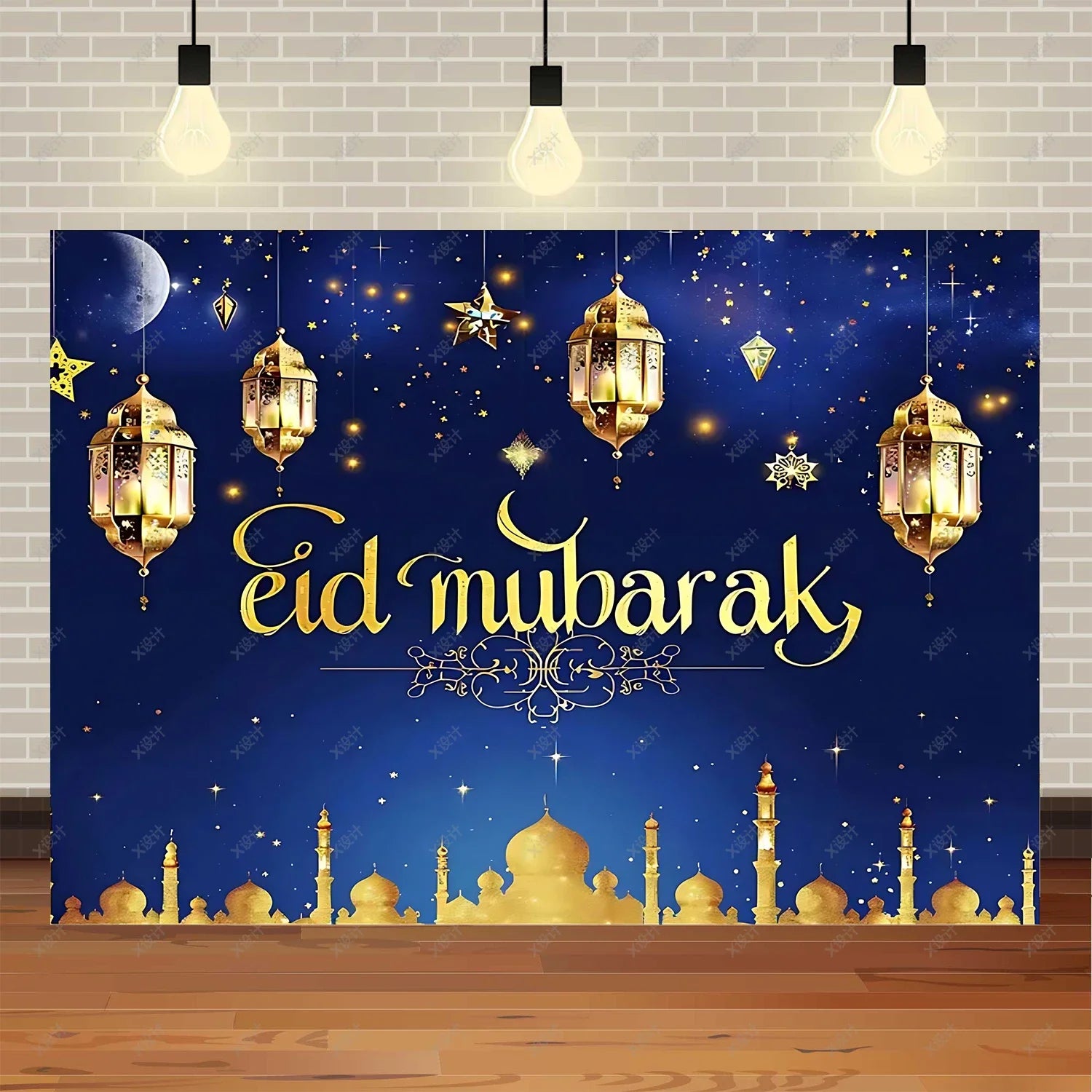 Ramadan Mubarak banner background, celebrating Eid al Fitr Islamic Muslim evening party decoration banner shooting background