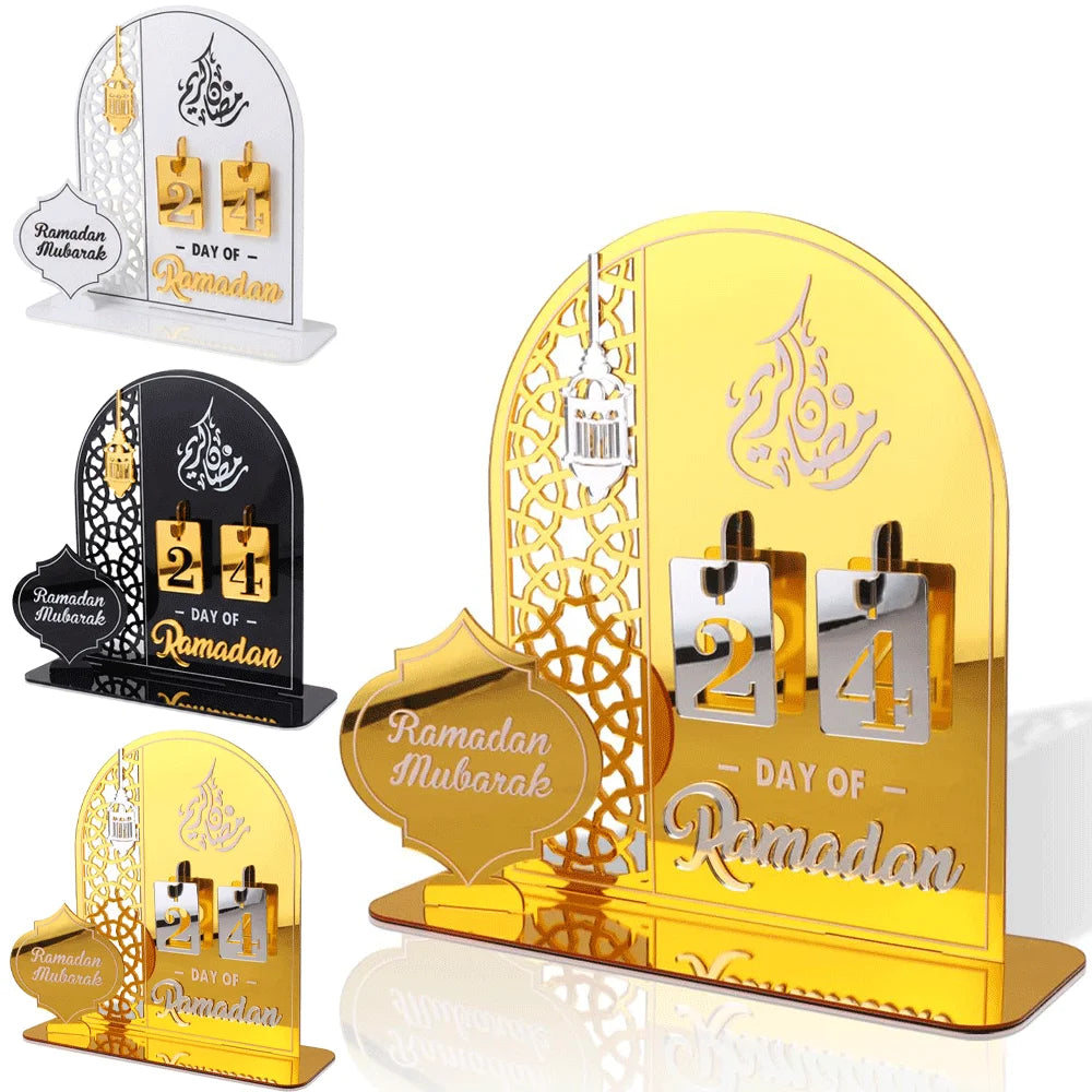 Acrylic Eid Countdown Calendar 2026 Ramadan Mubarak Decoration for Home DIY Day of Ramadan Tracker Islamic Muslim Party Supplies