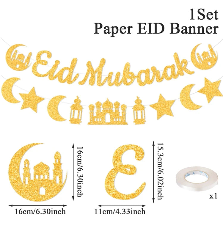 Umrah Mubarak Banners EID Mubarak Decoration 2025 for Home Bunting Banner Ramadan Kareem Islamic Muslim Party Eid Al Adha Gifts