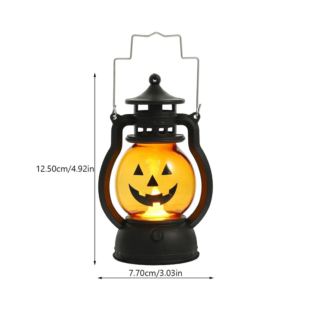 Hanging Pumpkin Lantern Light LED Ghost Lamp Halloween Candle Light Retro Small Oil Lamp Halloween Party Home Decor Horror Props