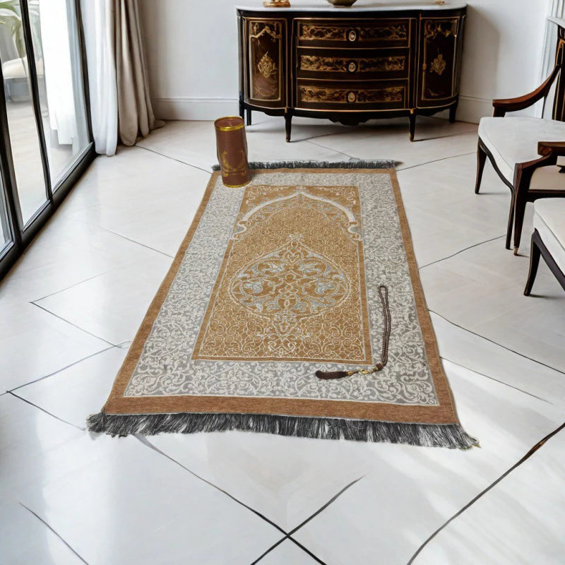 Prayer Mat Set with prayer beads and Cylinder Gift Box Portable Travel Prayer Rug Worship Blanket Ramadan Islamic Muslim Gift