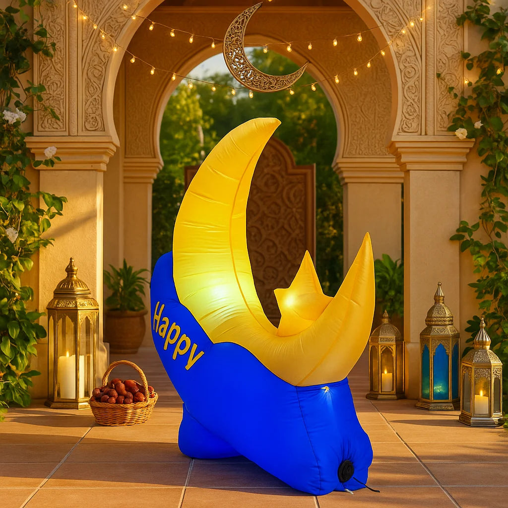 Ramadan Eid Mubarak Inflatable Decorations with LED Lights Muslim Islamic Holiday DIY Party Supplies  Outdoor Yard Ornament