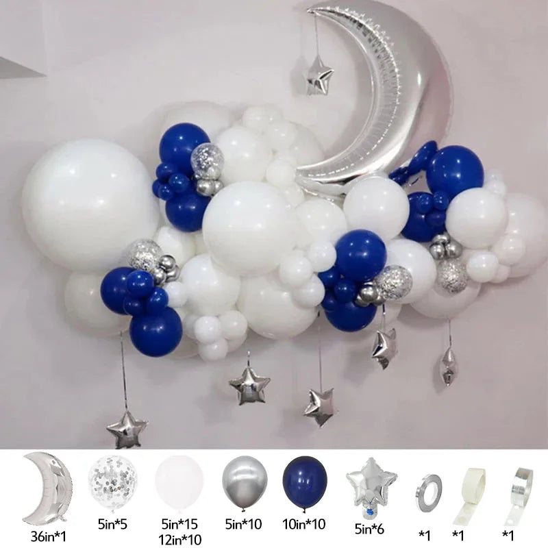 60Pcs Moon Star Balloon Set for Muslim EID Mubarak Festival Home DIY Decoration Ramadan Kareem Kids Birthday Party Ballon Globos