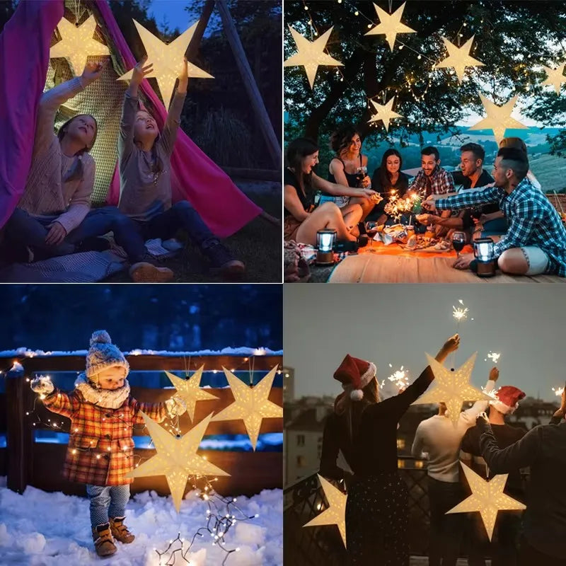 30/45/60cm Hollow Out Star Hanging Pendant Eid Mubarak Decoration Islam Muslim Light Paper Lantern Star Home Party Ramadan Decor