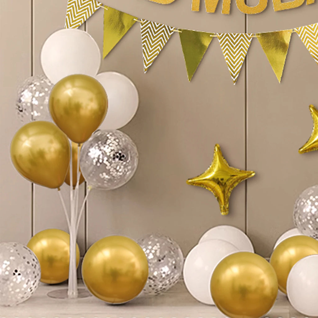 Ramadan Eid Mubarak Moon Stars Gold Silver Balloon Set Party Decoration Set up 1 Set 35 Pieces