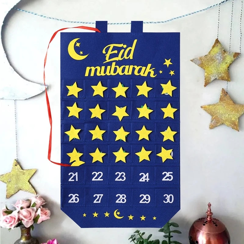 Personalized Ramadan 30 Day Advent Calendar for Muslim Islamic Kid Boy Girl Kareem Eid Al Fitr Wall Hanging Home Decoration Gift