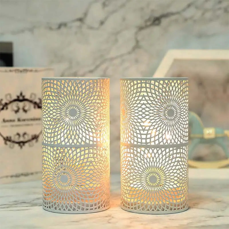 2Pcs/set  Battery Powered Table Lamp Modern Nordic Cylinder Lamp for Warm Light with LED Edison Style Bulb Wedding Home Decor