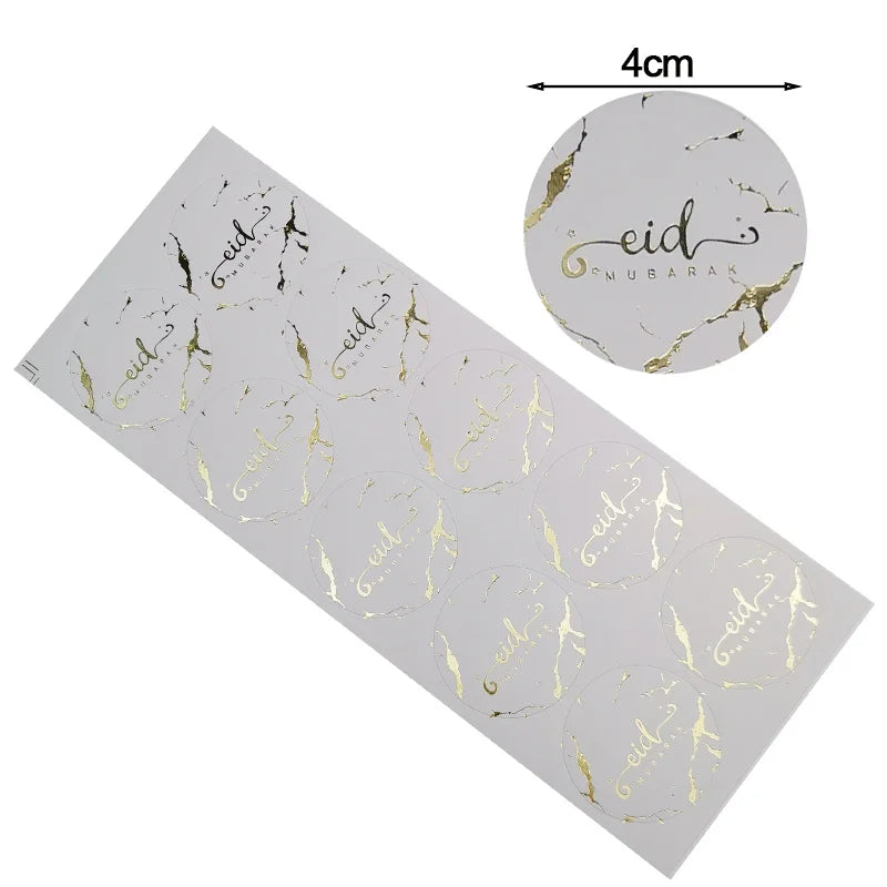 50pcs Gold Star Moon EID Mubarak Sealing Stickers Ramadan Mubarak Gift Lable Sticker Muslim Islamic Party Decor Packing Stickers
