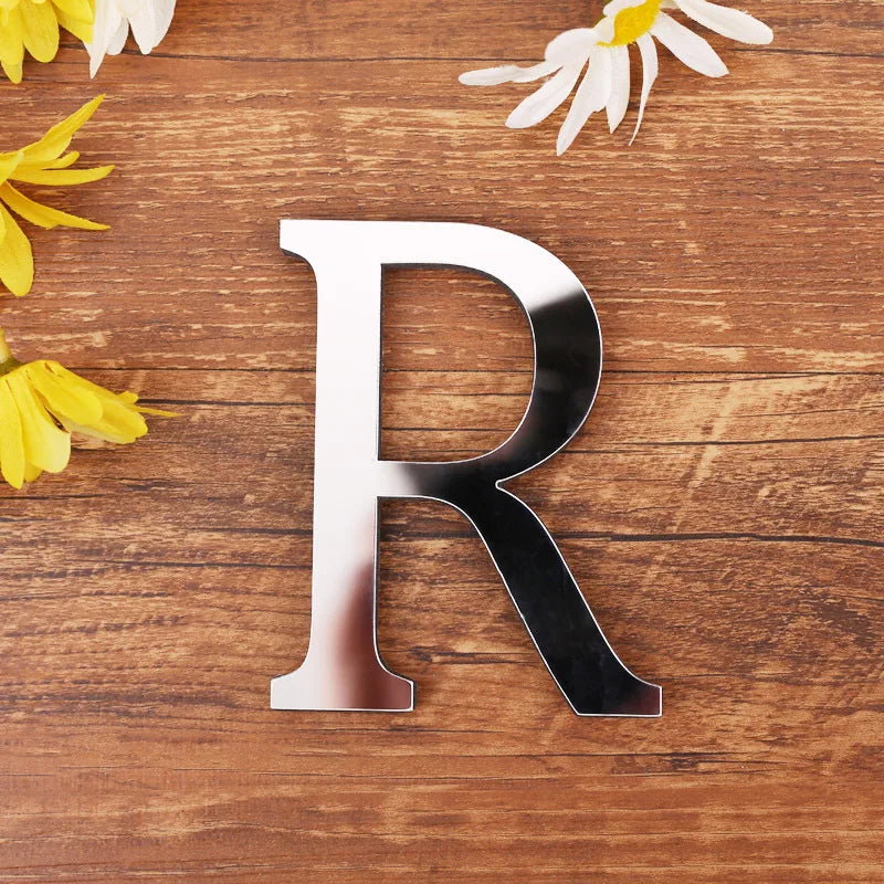 Acrylic Mirror 3D Alphabet  House Number Wall Sticker English Alphabet Sticker Decoration Wedding love letters Decorative