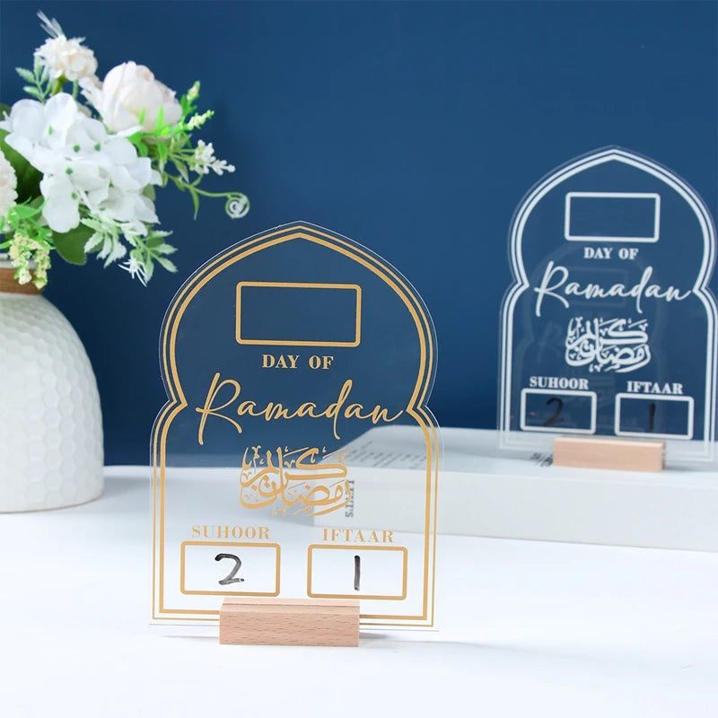 Ramadan Countdown Calendar Acrylic Eid Mubarak Ornament Kareem Ramadan Decoration 2025 For Home Islamic Muslim Party Decor Gifts