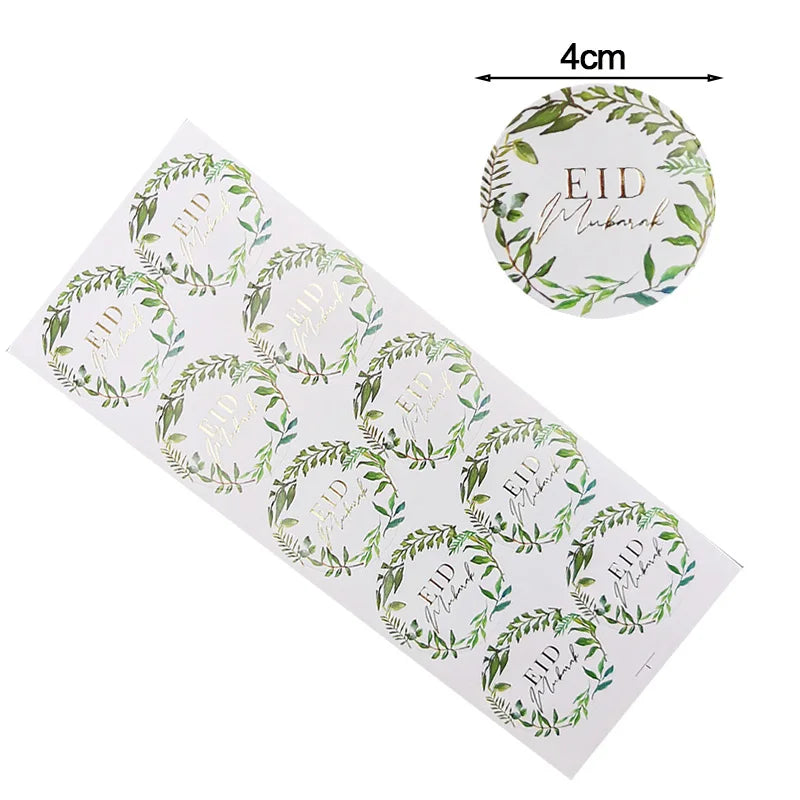 50pcs Gold Star Moon EID Mubarak Sealing Stickers Ramadan Mubarak Gift Lable Sticker Muslim Islamic Party Decor Packing Stickers