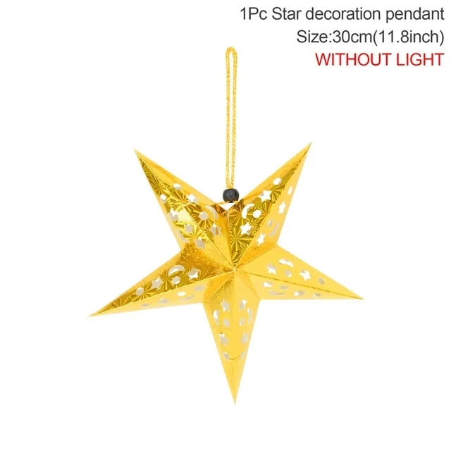 30-60cm Hollow Star Lights Eid Mubarak LED Star Lantern Pendants Ramadan Wedding Decoration Islamic Muslim Party Home Decor Gift