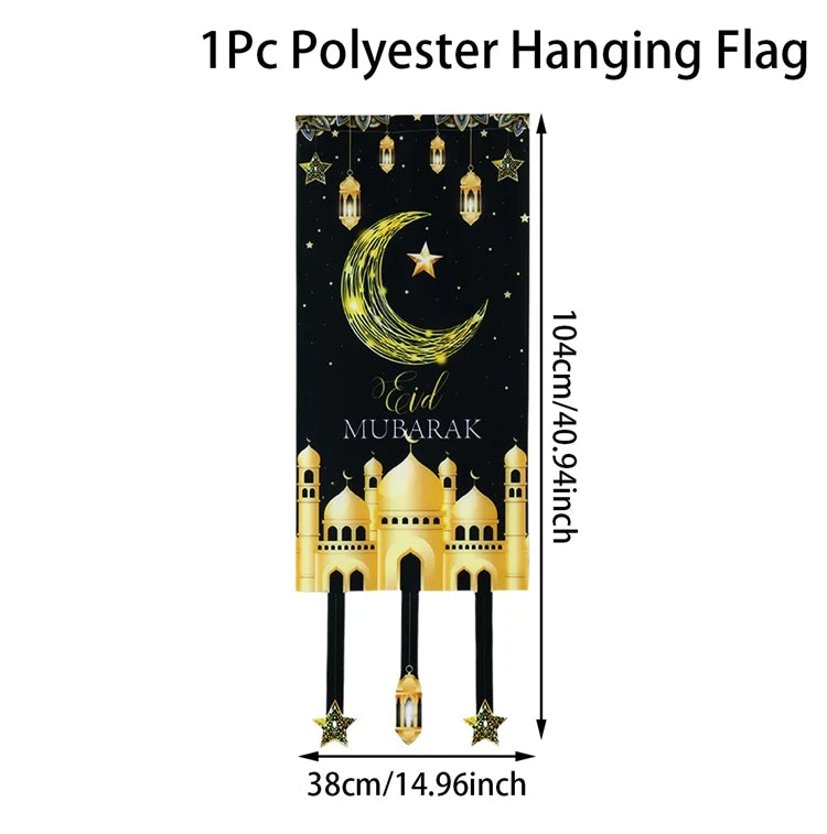 Eid Mubarak Decoration Hanging Flag Eid Mubarak Decor 2025 for Home Islamic Muslim Party Decor Ramadan Kareem Eid Al-Fitr Gift