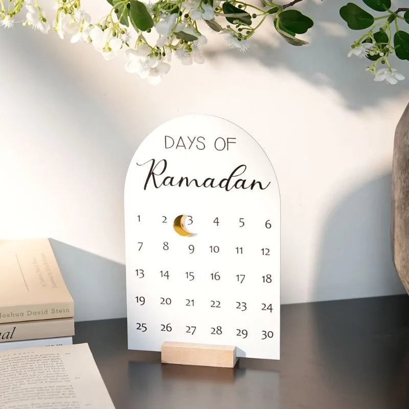 New Acrylic Ramadan Countdown Calendar Reminder Desktop Home Decoration Eid Mubarak Ramadan Kareem Islamic Muslim Party Supplies