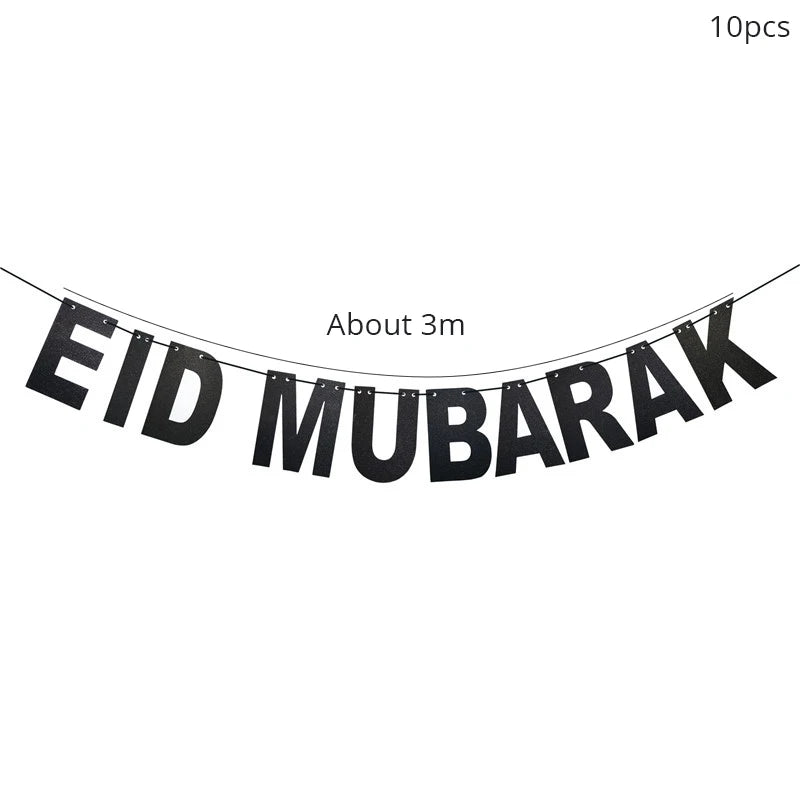 EID Mubarak Banner 2025 Decorations Ramadan Kareem Star Moon Garland Bunting Hanging Ornament Muslim Umrah Mubarak home decor